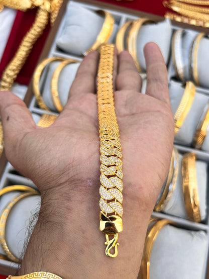 Gold plated fully daimond premium bracelet for men