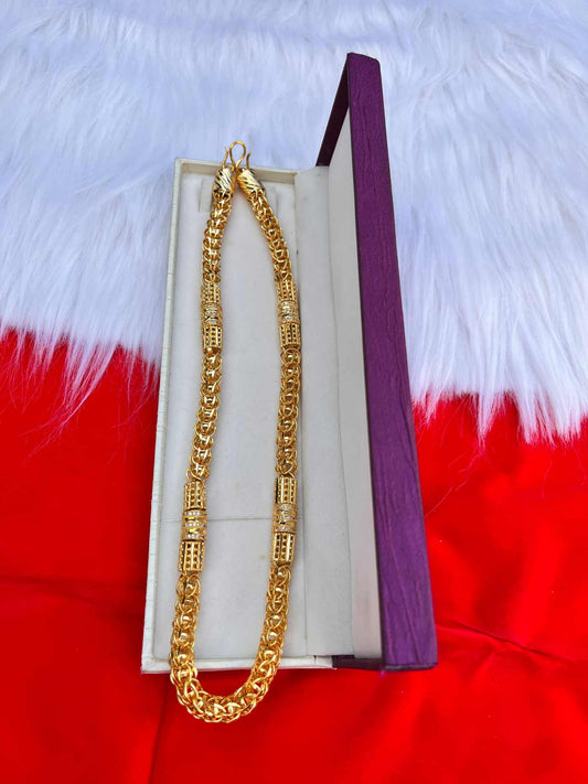 Men's Gold Plated Daimond Design Heavy Chain 