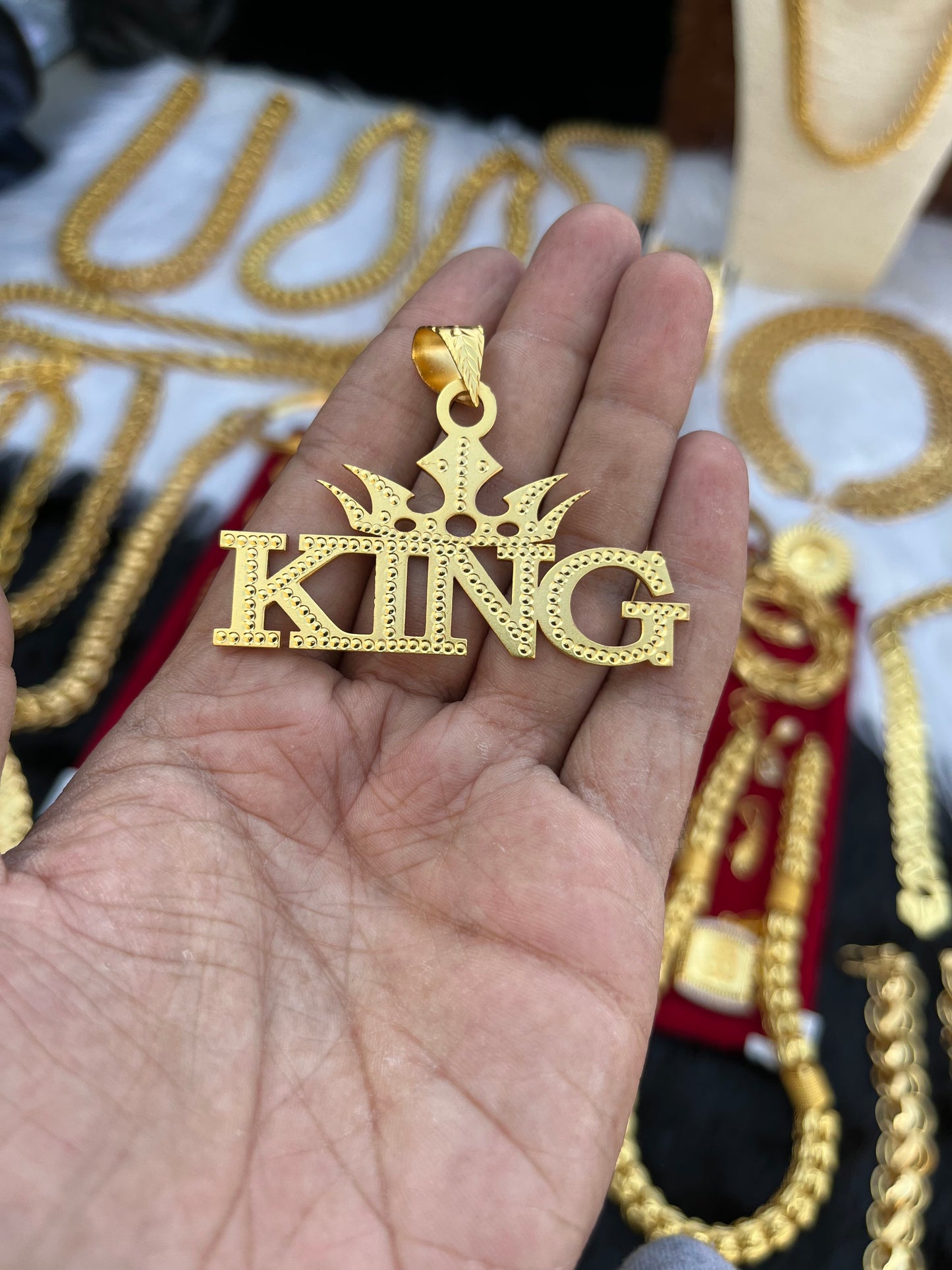 Gold Plated King Design Big Pendent