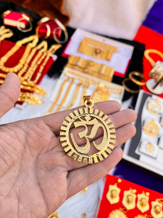 Gold Plated Om Design Big Pendent