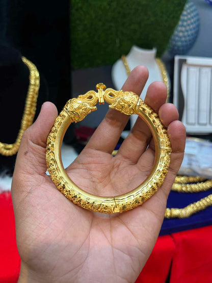 Gold Plated Elephant Rajwadi Design Kada