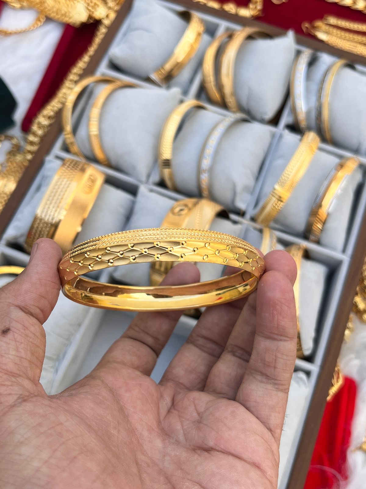 Gold plated premium design men's kada high quality gold polished