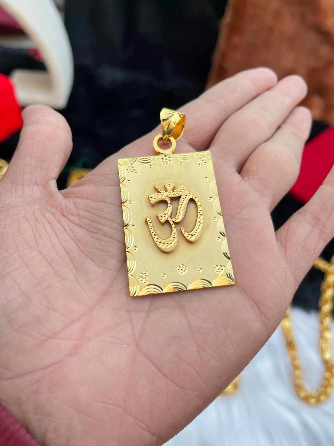 Gold Plated Biscuit Design Om Big Pendent