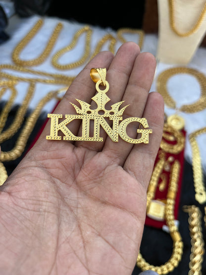 Gold Plated King Design Big Pendent