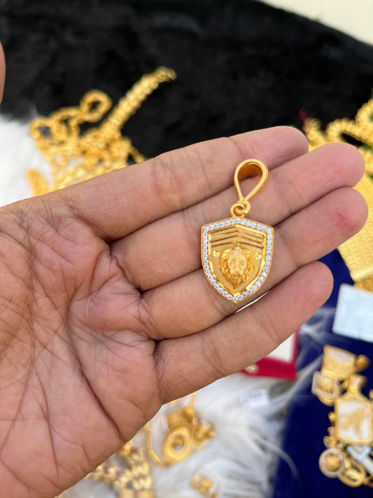 Gold Plated Lion Design Daimond Pendent