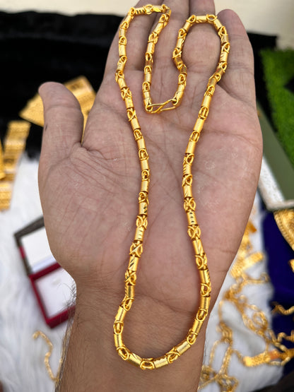 Gold Plated Slim Pipe Design Chain