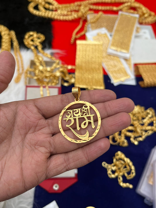 Men's Gold Plated Jai Shree Ram Pendent