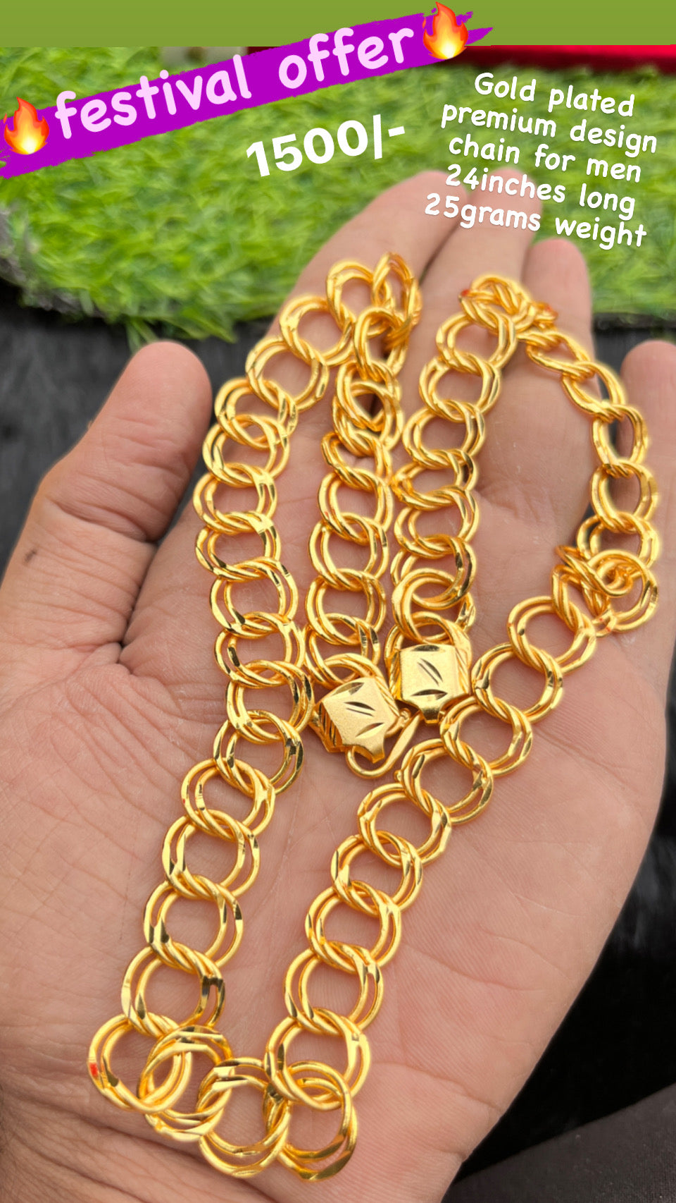 Men's Gold Plated Dot Design Chain