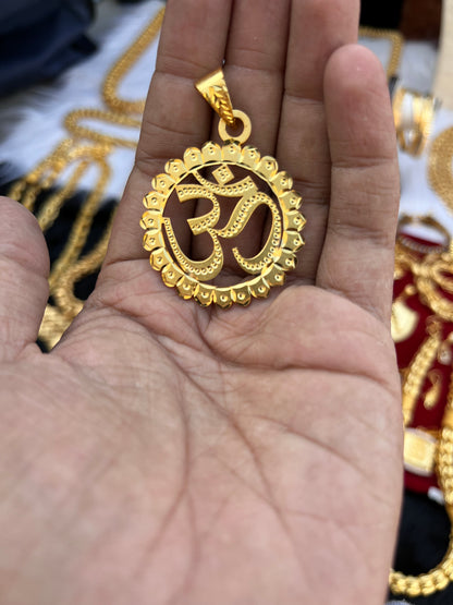 Gold Plated Om Design Big Pendent