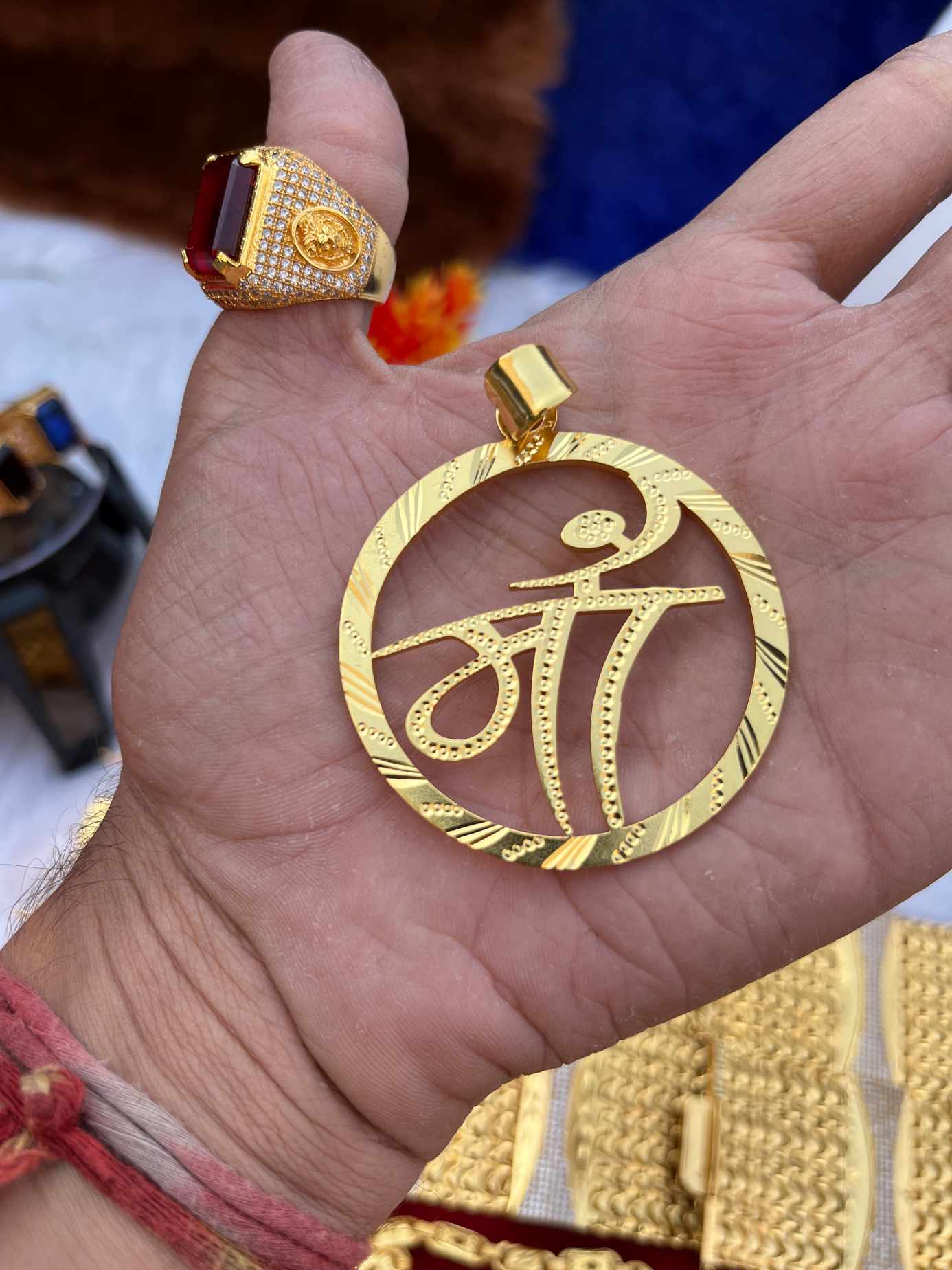 Gold Plated Maa Big Design Pendent 3inches size