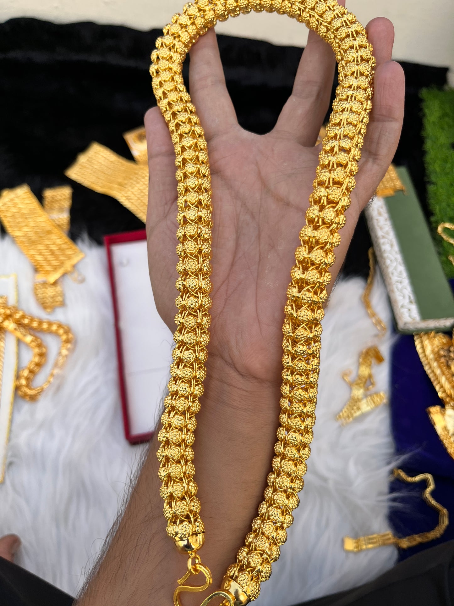 Men's Gold Plated Heavy Gajra Design Chain