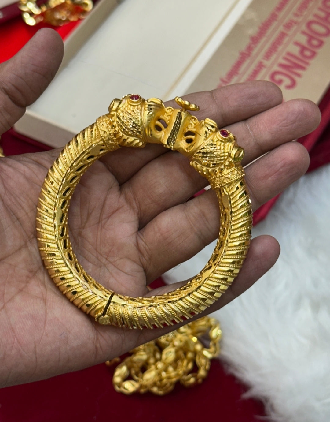 one gram gold plated animal rajwadi kada