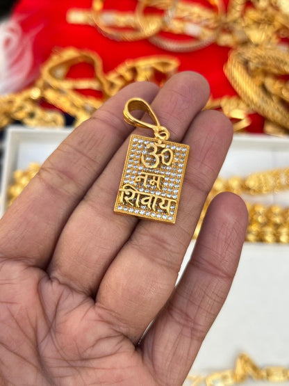 Gold Plated Om Namah Shivay Daimond  Pendent