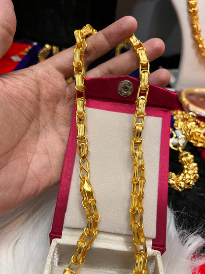 Men's Gold Plated Nagmani Heavy Chain