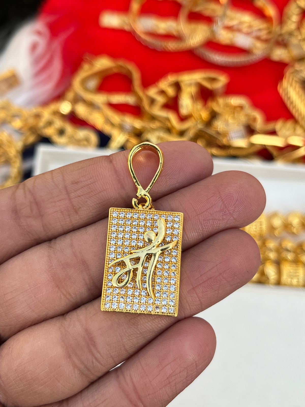 Gold Plated Maa Daimond Pendent