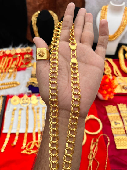 Men's Gold Plated Premium slim Kadi design chain