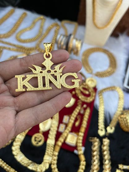 Gold Plated King Design Big Pendent