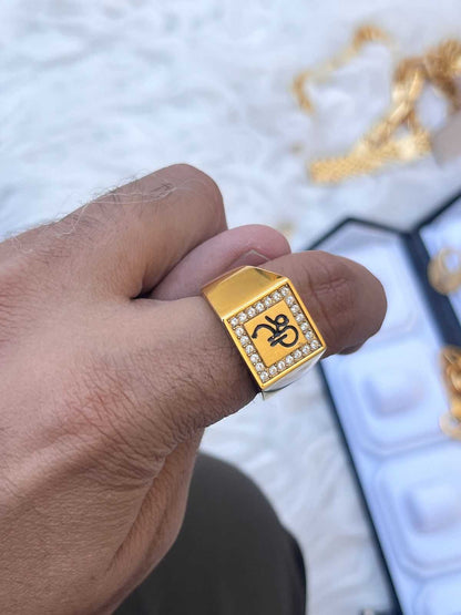 one gram gold premium glosy design Shree ring for men