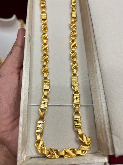 Men's Gold Plated Slim Mix Design Chain