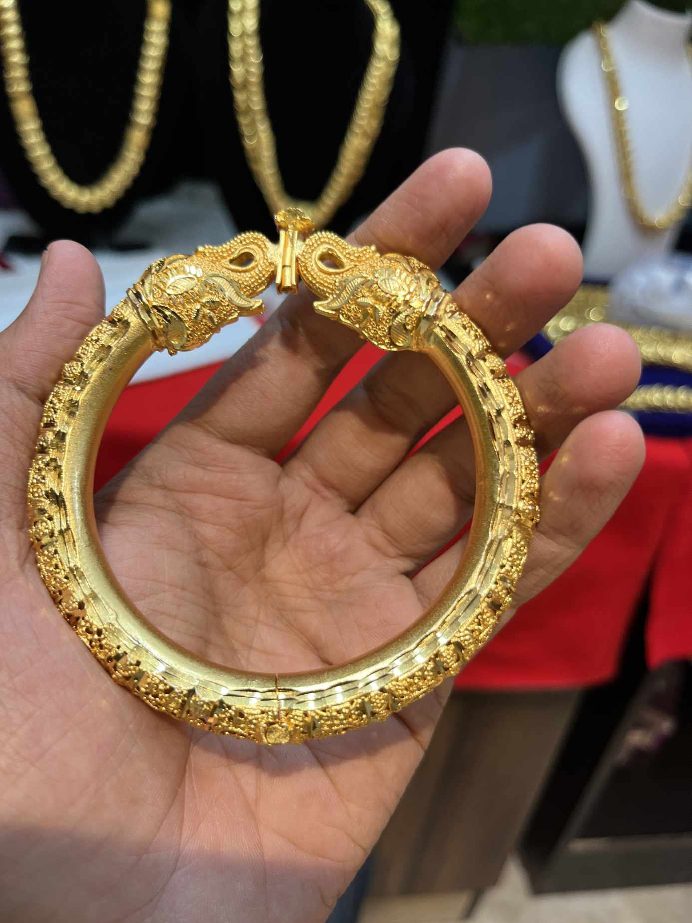 Gold Plated Elephant Rajwadi Design Kada