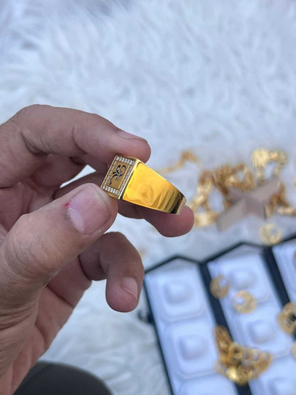 one gram gold premium glosy design Shree ring for men