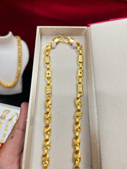 Men's Gold Plated Slim Mix Design Chain