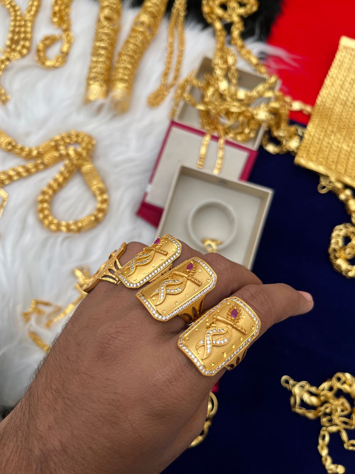 Men's Gold Plated Krishna Daimond Ring