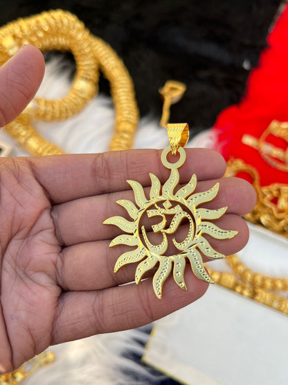 Gold Plated Om Surya Design Pendent