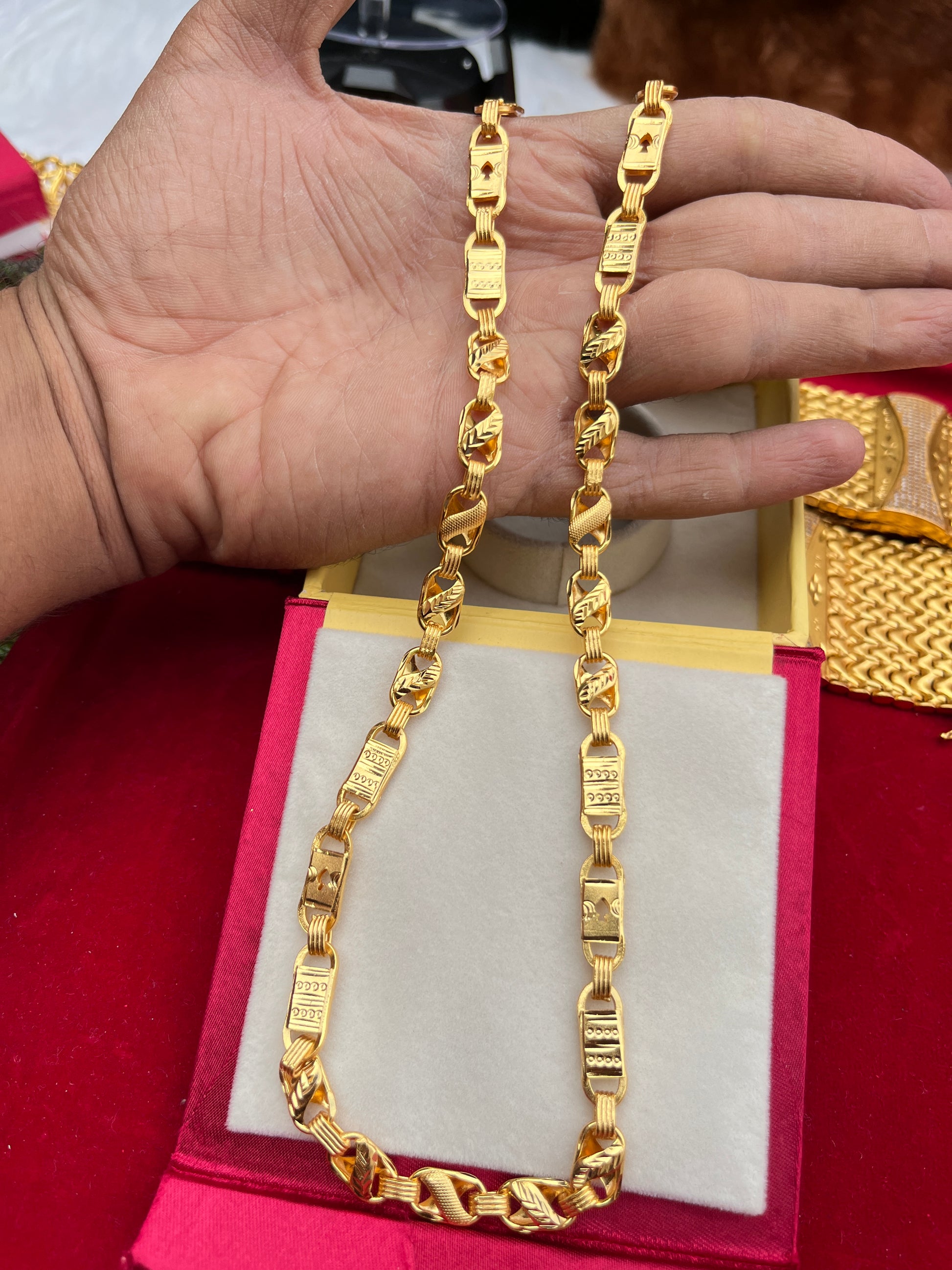 Men's Gold Plated Slim Mix Design Chain