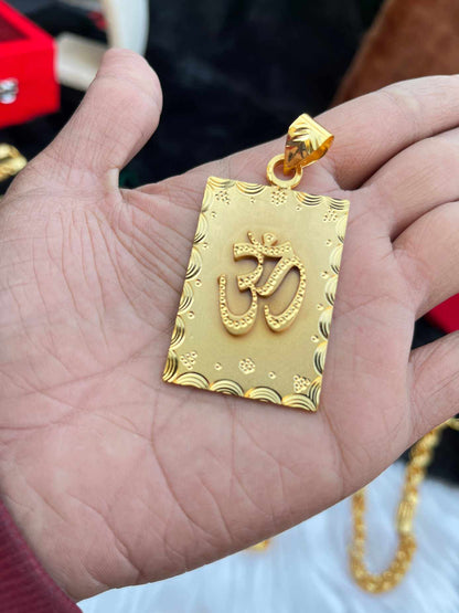 Gold Plated Biscuit Design Om Big Pendent