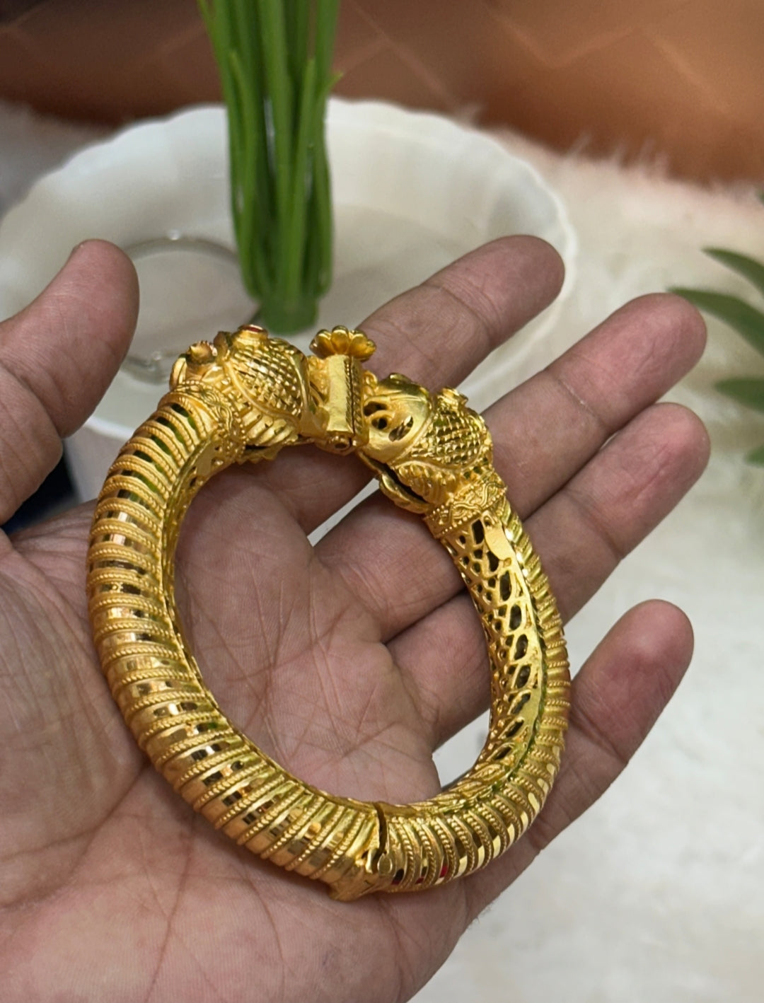 one gram gold plated animal rajwadi kada