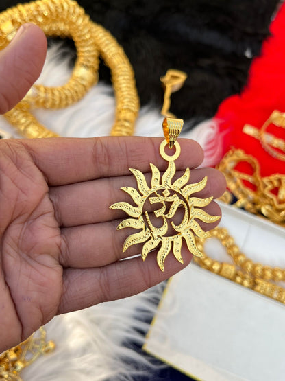 Gold Plated Om Surya Design Pendent