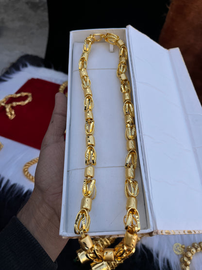 Men's Gold Plated Plain Nakshi Heavy Design Chain